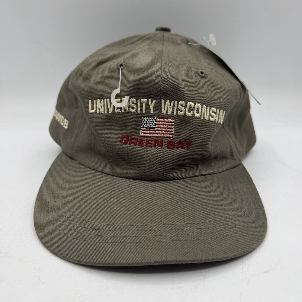 Vintage UWGB Wisconsin Green Bay Phoenix Hat Cap Green Strapback Dad Adjustable